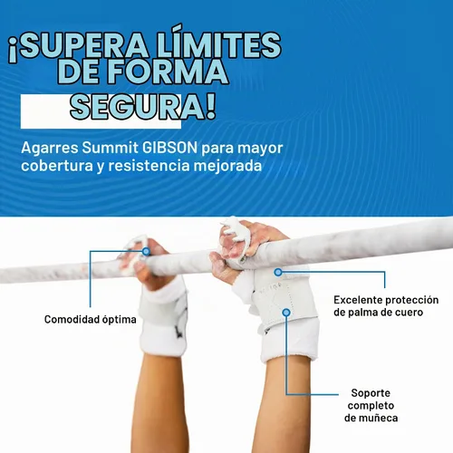 Vista 2 de Gibson Athletic Summit High Bar Gymnastic Leather Grips for Boys - USA