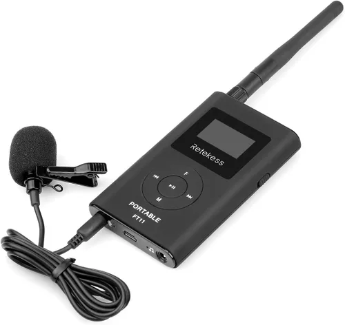Vista 4 de Retekess Transmisor FM FT11, transmisor de transmisión FM portátil (negro) para iglesia, película de autocaravana, estacionamiento, estación
