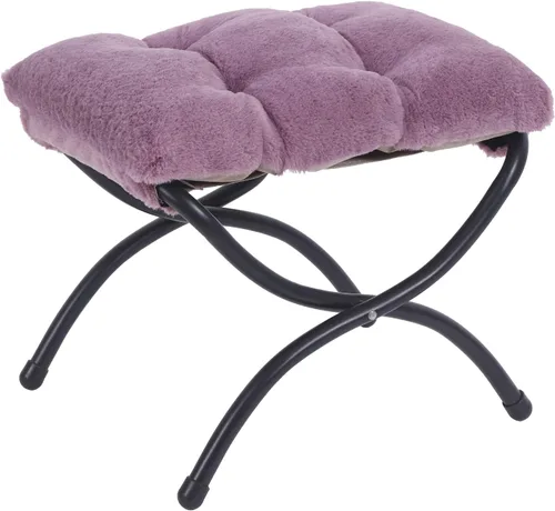 Vista 10 de LITA Taburete reposapiés tapizado plegable, moderno y pequeño otomano portátil con cojín de algodón grueso desmontable acolchado con marco de metal