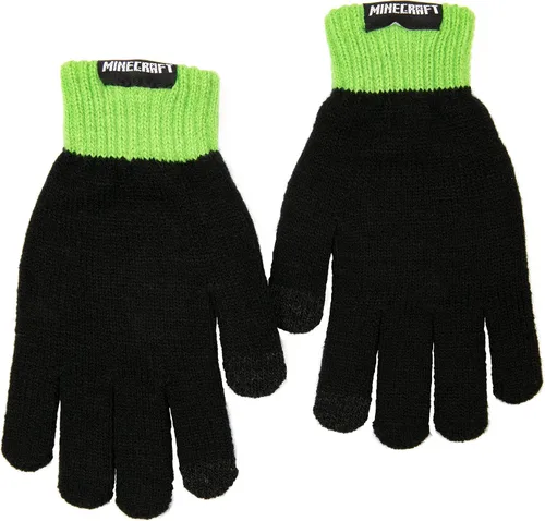 Vista 2 de JINX Minecraft Creeper Hustle Guantes de punto verdenegro ajuste juvenil