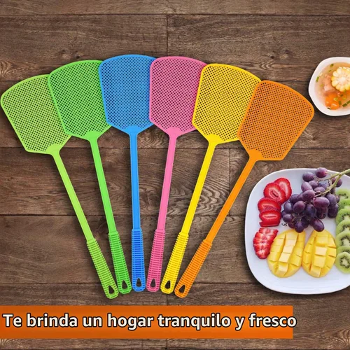 Vista 5 de Kensizer Paquete de 6 matamoscas de plástico resistentes, paquete múltiple de matamoscas de mango largo, matamoscas gigante, matamoscas a granel