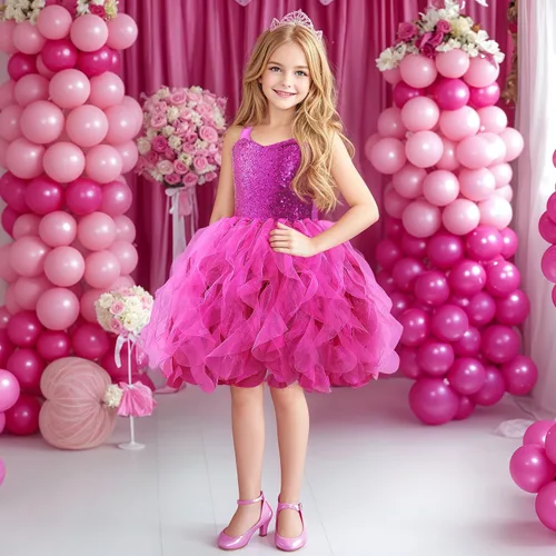 Vista 6 de Suppromo Vestido tutú para niñas con lentejuelas brillantes, tul, princesa, fiesta de cumpleaños, graduación, vestido de baile