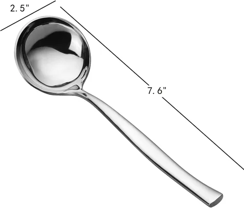 Vista 2 de Juego de 4 cucharones de salsa de acero inoxidable, juego de cucharones de salsa pequeños Mini cucharón de 7.6 pulgadas para sopa, salsa, salsas