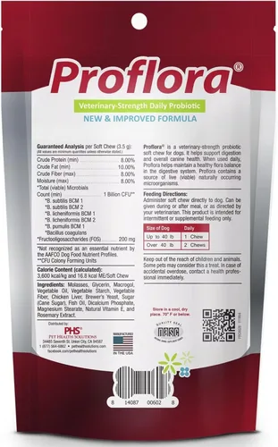 Vista 2 de Probióticos Proflora para perros: salud intestinal completa y apoyo inmunológico. Probióticos digestivos de múltiples cepas fáciles de usar.