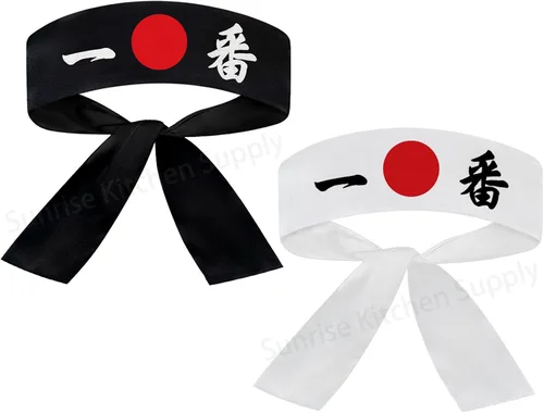 Vista 19 de Sunrise Kitchen Supply - Diadema de karate japonesa para chef de sushi hachimaki, 2 piezas