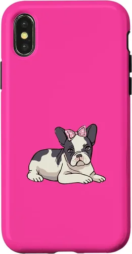 Vista 4 de iPhone 15 Francés Bulldog Francés Perro Cachorro Lindo Arco Mascota Cachorros Amor Caso