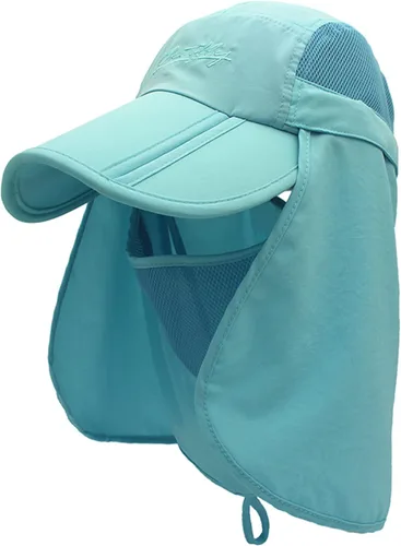 Vista 7 de Sombrero de sol transpirable de ala ancha UPF 50+ con solapa para el cuello, protección UV, gorra de secado rápido para verano, pesca al aire libre