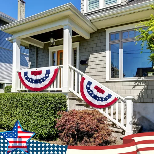 Vista 6 de Banderines de American Flags USA de 2 x 4 pies para celebración exterior del 250 aniversario, decoraciones patrióticas del 4 de julio al aire libre