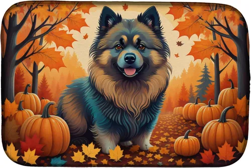 Vista 12 de Caroline's Treasures DAC1036DDM - Tapete de secado de platos negro Chow Chow Fall absorbente para secado de platos para encimera de cocina, tapete