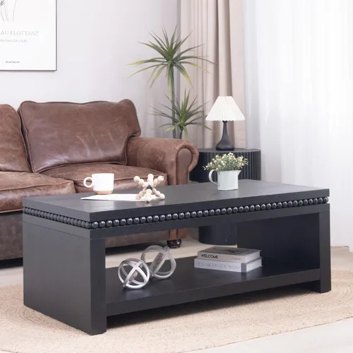 Vista 37 de Mesa auxiliar de madera, 39.37 pulgadas, cuadrada de mediados de siglo, mesa central de madera moderna de madera de fibropanel de densidad media