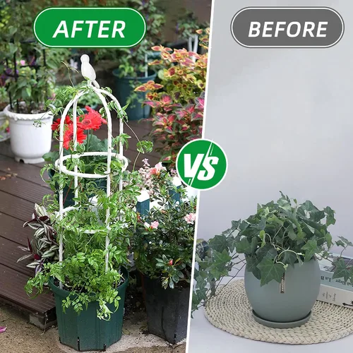 Vista 6 de Enrejado de jardín para plantas trepadoras, tubo de metal inoxidable con soporte resistente de 6 pies, soporte para plantas en maceta para jardín