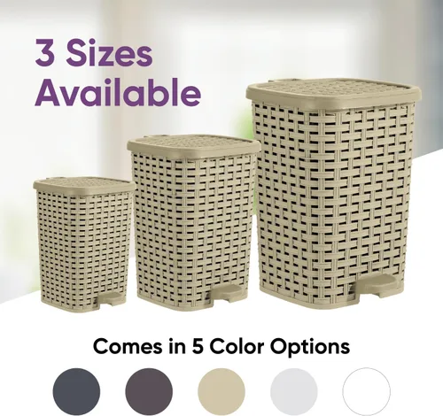 Vista 6 de Superior Performance Inc 3.1 Gal. Papelera de estilo ratán compacta (Beige y marrón)