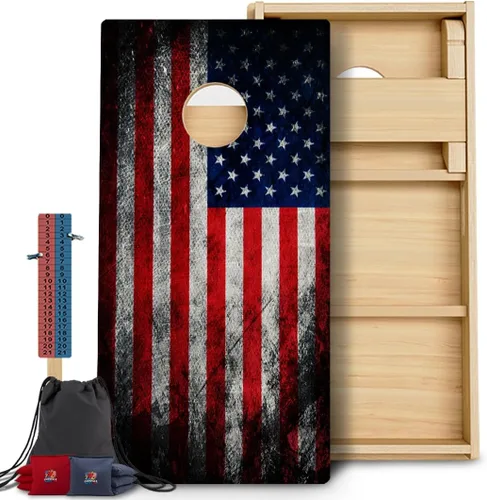 Vista 23 de CornholeGamesUSA Pro - Juego de tablas de Cornhole Fabricado en Estados Unidos Abedul báltico 3/4 Sin rebote Patas triples gruesas Dos 1