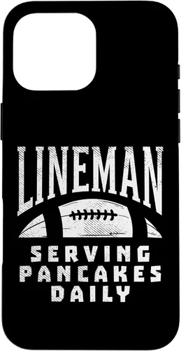 Vista 19 de Funda de regalo para iPhone 16 Ofensive Lineman Serving Pancakes Daily Football