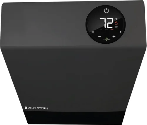 Vista 3 de Heat Storm - Calentador infrarrojo de pared HS-1000-WX para interiores, ahorrador de espacio, 1000 vatios, con control remoto, rejilla segura al Gris