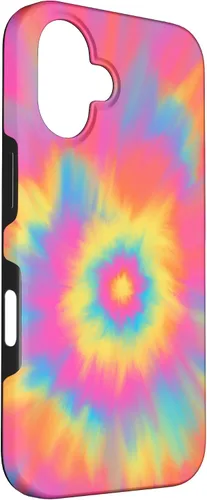 Vista 3 de Funda de diseño abstracto de remolino de arco iris colorido Tie Dye para iPhone 16