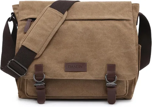 Vista 12 de Bolso de hombro grande vintage de lona para mensajero, bolso cruzado para viajes, cartera, maletín, bolsa de negocios para portátil de 15 pulgadas