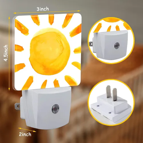 Vista 2 de Luz nocturna, estilo bohemio, acuarela, luz nocturna enchufable, sensor automático del atardecer al amanecer, lámpara LED de eficiencia energética