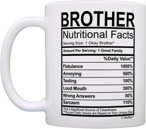 Vista 3 de ThisWear Regalos de graduación para hermano, etiqueta de datos nutricionales, regalos divertidos para hermano, regalo de broma, taza de café