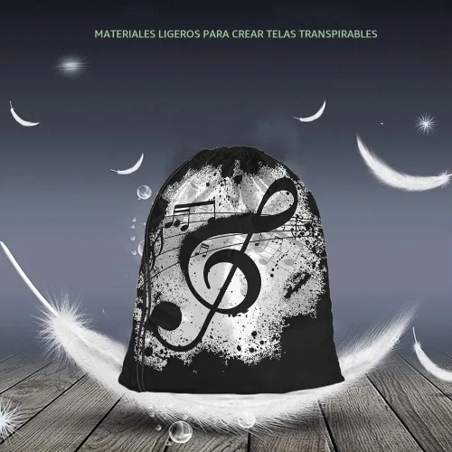 Vista 2 de Notas musicales Bolsas con cordón Mochila Bolsa de gimnasio Bolsa con cordón, Multi-a146, Mochilas de viaje