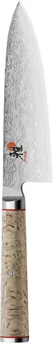 Vista 7 de Cuchillo de preparación Miyabi Birchwood SG2 japonés, de 5.5 pulgadas, cuchillo de cocina de precisión, mango de abedul kárelio, patrón de Damasco