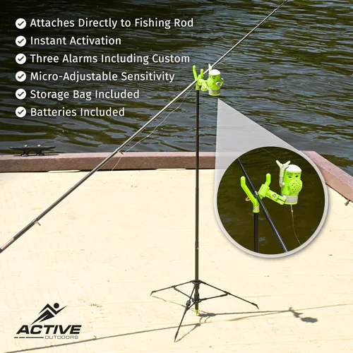 Vista 4 de FISHIN' STIX - Kit listo para pescar, incluye soporte para caña de 30 pulgadas, trípode de soporte todo terreno y alarma de mordida