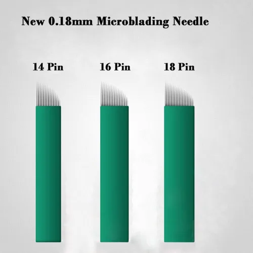 Vista 3 de Microblading 14 Pins 0.007 in Aguja Delgada 100pcs Maquillaje Permanente Ceja Tatuaje Aguja - QMYBROW