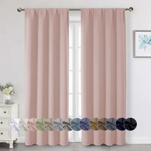 Vista 176 de Cortinas opacas para dormitorio, sala de estar, juego de 2 paneles de 54 pulgadas de largo, cortinas de oscurecimiento de habitación con aislamiento