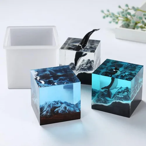 Vista 4 de Molde de resina cuadrado de 3 pulgadas, molde de silicona de cubo grande para fundición de resina, moldes epoxi transparentes para decoración