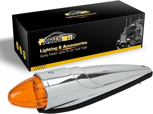 Vista 7 de Partsam 7 luces LED de cabina de torpedo de 17 luces LED cromadas ámbar, luces LED de techo para techo compatibles