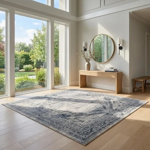 Vista 25 de Unique Loom Chateau Collection - Alfombra de área Wilson (2' 2" x 6' 9", alfombra de pasillo, azul oscuro/gris)