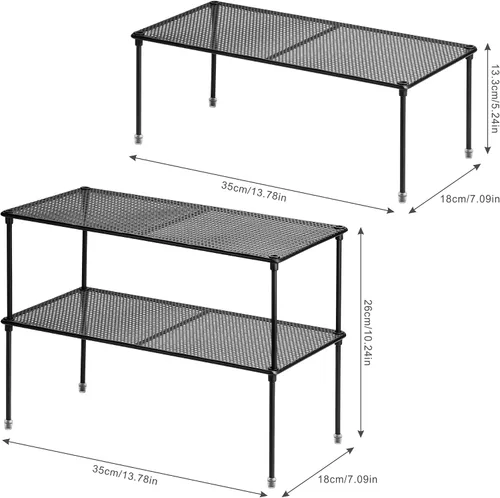 Vista 3 de Paquete de 2 organizadores de estantes para armario de cocina Ampliable y apilable, para gabinete, organizador de armario de mostrador, para baño