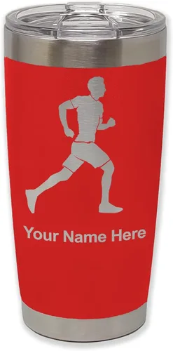 Vista 23 de LaserGram Personalized 20oz Tumbler, Running Man (Black)