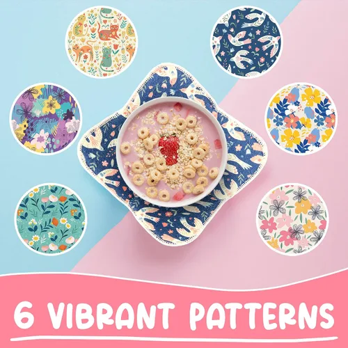 Vista 7 de Paquete de 6 fundas acolchadas para cuencos de microondas con diseño floral - Juego de soportes para cuencos de sopa caliente