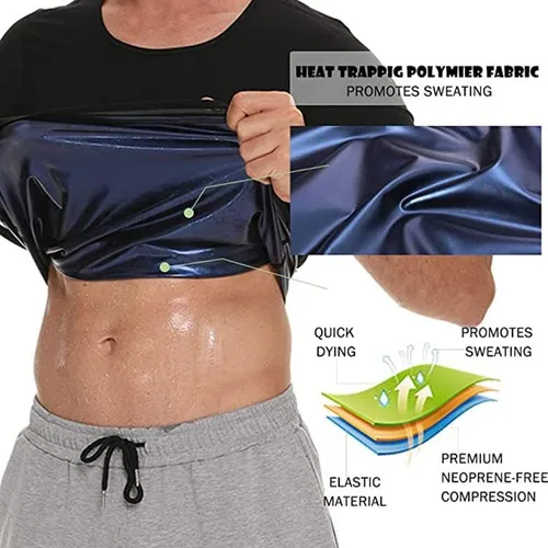 Vista 3 de CHUUMEE Camisa de sauna para hombre, traje de sudor, camiseta de compresión para pérdida de peso, entrenamiento, deportes, faja moldeadora, chaqueta