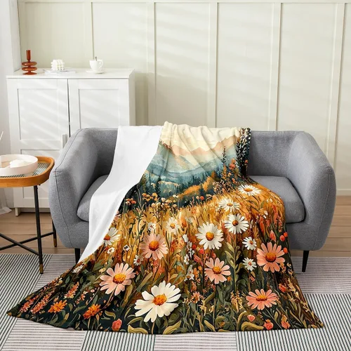 Vista 32 de Erosebridal Sketch Tree Flannel Blanket 40x50 Inch Vintage Farmhouse Fleece Blanket Grey Minimalist Mid Century Fuzzy Plush Throw French Country