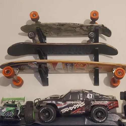 Vista 6 de StoreYourBoard Estante de pared Longboard, almacenamiento triple para Longboard