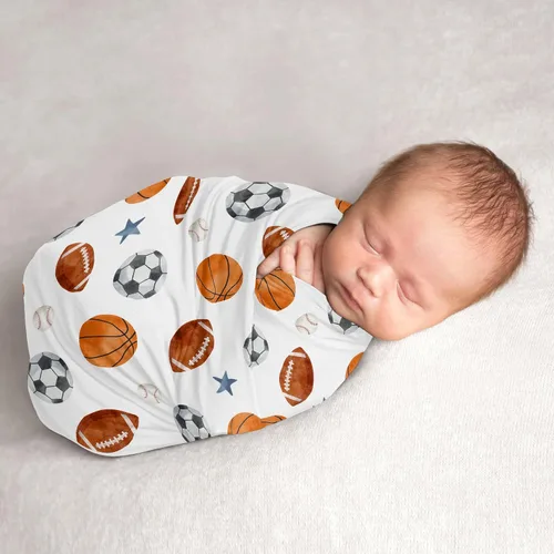 Vista 8 de Sweet Jojo Designs Béisbol Bebé Niño Manta Manta Jersey Stretch Knit para Recién Nacido o Infantil Recibir Seguridad - Rojo y Blanco Americana Sports