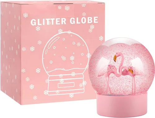 Vista 7 de Globo de nieve de flamenco rosa, globos de nieve de 100 mm para niñas, globos de nieve decorativos para decoración del hogar, cumpleaños
