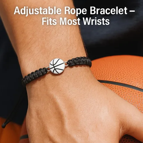 Vista 3 de Sportybella Pulsera unisex con dije de baloncesto – Pulsera de amistad ajustable con dije de baloncesto