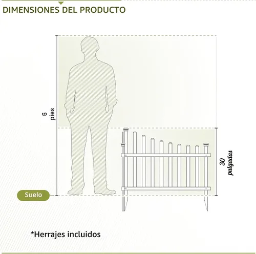 Vista 6 de Valla de jardín Zippity Outdoor Products ZP19007, valla de estacas de vinilo desarmada no requiere perforación en el suelo, 42 x 30 pulgadas