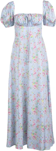 Vista 5 de Vestido de verano para mujer, estampado floral, hombros descubiertos, manga corta, dividido, para fiesta de playa, vestido bohemio