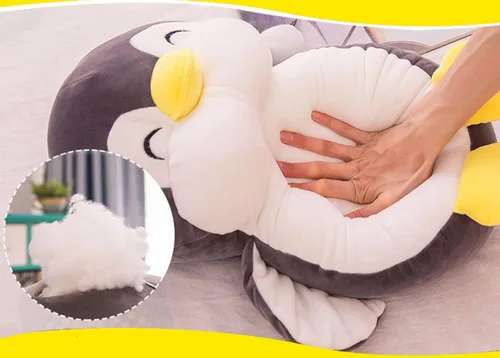 Vista 6 de Almohada de peluche de pingüino de peluche de 12 pulgadas con cara sonriente, juguete de peluche de pingüino para niños y amantes Negro