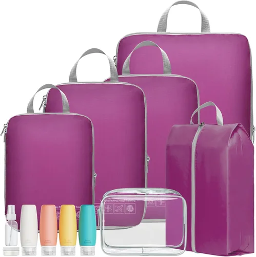 Vista 12 de Cambond Cubos de equipaje de compresión para mujeres de viaje, organizadores de equipaje ligeros, bolsas de equipaje para llevar en maletas 01