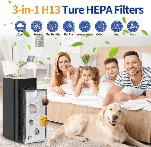 Vista 6 de 40 filtros de repuesto H13 HEPA filtro compatible con purificador de aire Ma-dify 40 filtros 3 en 1 que contiene carbón activado de alta eficiencia