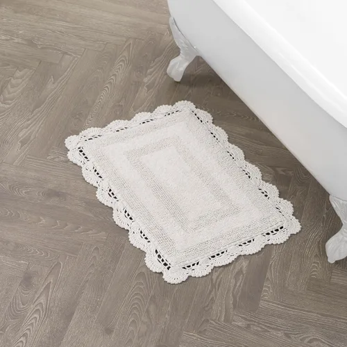 Vista 17 de Laura Ashley Alfombra de baño de algodón de ganchillo 17x24 in, Aqua