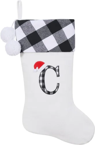 Vista 55 de Calcetines de Navidad bordados con monograma inicial de 20 pulgadas, decoración de Navidad, calcetines personalizados, decoración de temporada