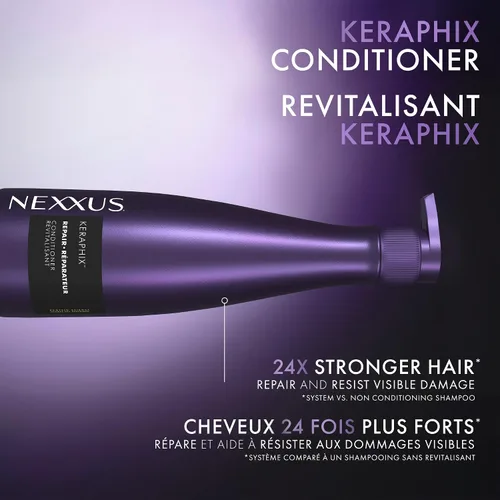 Vista 5 de Nexxus Keraphix Acondicionador Keraphix con ProteinFusion para cabello dañado con proteína de queratina y arroz negro, 13.5 oz