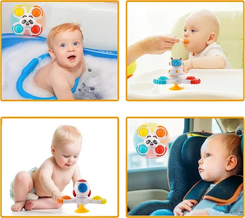 Vista 5 de Hundredmore Juguete giratorio con ventosa para bebés de 12 a 18 meses, juguetes de baño para niños pequeños de 1 a 3 años, juguetes sensoriales