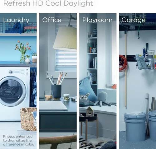 Vista 4 de GE Refresh Bombillas LED, 60 W Eqv, luz diurna, bombillas decorativas, base pequeña (paquete de 8)